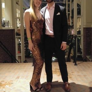 Sequin side slit maxi